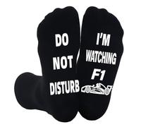 IHCEMIH Chaussettes amusantes pour homme, cadeaux de Noël pour homme, cadeau de fête des pères, cadeau d'anniversaire pour papa, mari, petit ami, grand-père, Je regarde la F1, 18-24