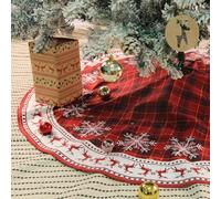 IHCEMIH Grande jupe de sapin de Noël rouge - Flocon de neige de luxe - Tapis de base de sapin de Noël - Décoration de fête - 91,4 cm