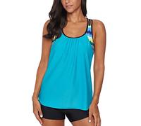 IHCEMIH Maillot de Bain 2 Pieces Femme Tankini Push up Rembourre Amincissant Taille Haute Mayo Maillots de Piscine Plage Natation Été Vintage Monokini Top Bikini Boxer Short Ensemble Madame Vert M