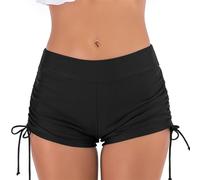 IHCEMIH Short de bain pour femme avec cordon de serrage - Contrôle du ventre - Short de bain modeste - Bas de bikini pour femme, Noir , M