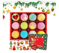 Ihdjasg Boules De Bain | 12 Billes De Bain De Noël avec Jouets À L intérieur,Boules de Bio Naturelles pour - Jeux Amusants pour Le et Douche Pendant Les Fêtes