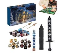 Ihdjasg Calendrier De L Avent Avec Dés Compte À Rebours,24 Jours De Compte À Rebours Noël Avec Set De Dès,Jeu de Table Festif Saisonnier pour Joueurs | Cadeau pour Joueurs de Société et