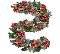 Ihdjasg Couronne de Noël lumineuse | Guirlande de Noël artificielle colorée avec lumières - Pièce centrale décorative artificielle légère pour mur, maison, porte, intérieur, extérieur, fête