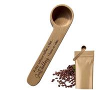 Ihdjasg Cuillère doseuse à café, cuillère en bois, ustensile de cuisine - Clip de cuillère à café gravé, pour adultes et famille, pour mélanger et mélanger le sucre, la farine, la poudre dans la