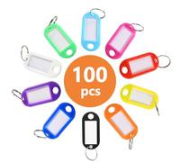 IheDovb Porte-clés en Plastique, Lot de 100, 10 Couleurs, Inscriptibles, Multicolore, Pour Animaux Domestiques et Organisation, Tout Âge, Unisexes-Jeunes, Coloré