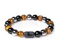 IHFMPFKJ Bracelet Pierre Naturelle Homme, Bracelet Triple Perle En Cristal De Pierre Précieuse Naturelle Douze Constellations, Pour Homme Femme Bélier