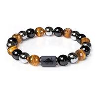 IHFMPFKJ Bracelet Pierre Naturelle Homme, Bracelet Triple Perle En Cristal De Pierre Précieuse Naturelle Douze Constellations, Pour Homme Femme Taureau