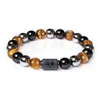 IHFMPFKJ Bracelet Pierre Naturelle Homme, Bracelet Triple Perle En Cristal De Pierre Précieuse Naturelle Douze Constellations, Pour Homme Femme Gémeaux
