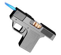 IHGVVING Briquet à Jet de Butane 2 en 1 Rechargeable, Flamme à Jet, Coupe-Vent, Bougie de Camping, Cadeau pour Homme (gaz Non Inclus)(Blacks2)