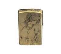 IHGVVING Briquet à kérosène Sexy Beauty 2025, Flamme Douce, réutilisable, meule, Briquet à kérosène, Coupe-Vent, en cuivre Pur, for Papa, Mari ou Homme Fumeur (sans Carburant)(Metallic8)
