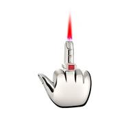 IHGVVING Briquet Gonflable Coupe-Vent Universel créatif for Doigt d'honneur en métal, Briquet Torche Rechargeable au Butane Grandin, Briquet à Roue, Gadget for Homme sans gaz (Argent)(Silver)