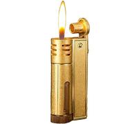 IHGVVING Briquet Vintage en métal doré Rechargeable, Vintage, Fin, en cuivre, Unique, Cadeau d'anniversaire for Homme, Collection Papa Mari, Cadeau décoratif (sans Huile)(Gold)