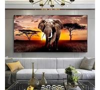 IHHGNB 1 affiche murale sur toile sans cadre, art moderne, décoration murale représentant un éléphant pour chambre, salon ou couloir (70 x 140 cm/sans cadre)
