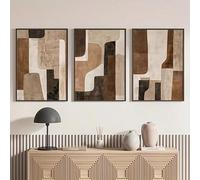 IHHGNB 3 impressions d'art mural abstrait sans cadre marron et beige, grandes affiches sur toile abstraites, décoration murale bohème moderne (40x50cm(16x20in) x3)