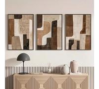 IHHGNB 3 pièces d'affiches abstraites sans cadre marron et beige, grandes toiles abstraites, décoration murale bohème moderne (70 x 100 cm (26 x 39 po) x 3)