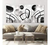 IHHGNB Affiche artistique abstraite en noir et gris, style voyage, sur toile, décoration murale vintage (40 x 60 cm x 3)