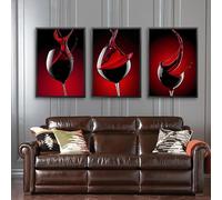 IHHGNB Affiche et impressions abstraites sur toile représentant une danse avec du vin rouge, art mural moderne pour la décoration d'un bar, d'un salon ou d'une maison (40 x 60 cm (16 x 24 po) x 3)