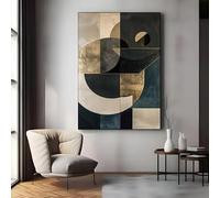 IHHGNB Affiche et impressions abstraites texturées, art géométrique circulaire, peinture sur toile, tableau décoratif pour salon (80 x 120 cm (31 x 47 po) / sans cadre)