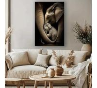 IHHGNB Affiche et impressions d'une famille d'éléphants, art mural moderne sur toile, tableau pour la décoration du salon (80 x 120 cm (31 x 47 po) / sans cadre)
