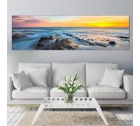 IHHGNB Affiche murale coucher de soleil sur la plage, grand format, peinture sur toile, paysage, arbres forestiers, décoration murale pour la maison (50 x 150 cm (20 x 59 po) / sans cadre)