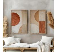 IHHGNB Affiche murale géométrique abstraite, impression sur toile, beige terracotta, style wabi-sabi, décoration intérieure (50 x 70 cm x 2 / sans cadre)