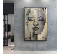 IHHGNB Affiche murale moderne et simple, visage humain abstrait, gris, peinture sur toile HD, décoration de maison, chambre à coucher, salon, 70 x 100 cm (28 x 39 pouces), sans cadre