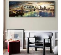 IHHGNB Affiche murale scandinave simple, vue nocturne du pont de Brooklyn, peinture sur toile, décoration de maison, chambre à coucher, salon, 70 x 210 cm (28 x 83 pouces), sans cadre