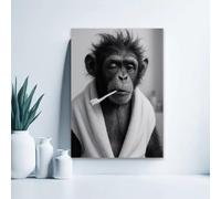 IHHGNB Affiche sur toile « Singe endormi matinal » (40 x 60 cm/Sans cadre) - Décoration murale humoristique pour salle de bain