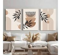 IHHGNB Affiche sur toile style bohème noir et beige, peinture abstraite géométrique botanique, style milieu du siècle, 30 x 40 cm (12 x 16 pouces) x 3