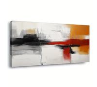 IHHGNB Affiches et impressions d'art mural abstrait, noir, blanc, gris, orange, rouge, géométrique, bloc de couleur, peinture sur toile, décoration murale (40 x 80 cm (16 x 31 po) / sans cadre)