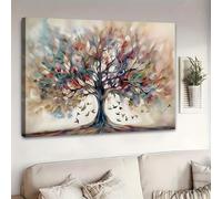 IHHGNB Affiches et impressions géométriques modernes abstraites Arbre de Vie Toile Art mural Couleurs vibrantes Peinture Décoration murale (60x80cm(24x31in)/Sans cadre)