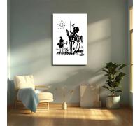 IHHGNB Don Quichotte Manche de Pablo Picasso, toile imprimée en noir et blanc, décoration murale, 40 x 60 cm (16 x 24 pouces), sans cadre