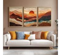 IHHGNB Ensemble de 3 tableaux modernes sur le thème de la plage, art naturel pour la salle à manger ou le bureau, style bohème, impression sur toile sans cadre (50 x 70 cm x 3 / sans cadre)