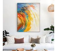 IHHGNB Grande peinture à l'huile colorée, œuvre d'art abstraite colorée, pétales colorés, art mural, impressions sur toile rose, décoration murale moderne (80 x 120 cm (31 x 47 po) / sans cadre)