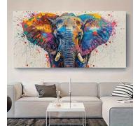 IHHGNB Grande toile abstraite représentant un éléphant, art mural coloré, affiche sans cadre, pour salon, chambre à coucher, bureau, décoration, 60 x 120 cm (24 x 47 pouces), sans cadre