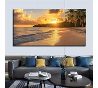 IHHGNB Grande toile imprimée représentant un paysage marin moderne, avec des palmiers tropicaux au coucher du soleil, idéale pour décorer un salon (60 x 120 cm/sans cadre).