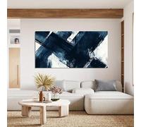 IHHGNB Grande toile murale abstraite moderne, motif géométrique, bleu et blanc, minimaliste, pour décoration murale de salon (50 x 100 cm, sans cadre)