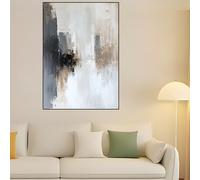 IHHGNB Impression sur toile abstraite moderne, art mural, peinture blanche et grise, décoration murale pour salon, chambre à coucher, bureau (50 x 70 cm, sans cadre)