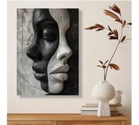 IHHGNB Impression sur toile abstraite moderne représentant des visages de femmes, décoration murale en noir et blanc pour salon, chambre, cuisine, poster sans cadre (50 x 75 cm / 20 x 30 pouces)
