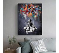 IHHGNB Impression sur toile classique abstraite, graffiti de rue Banksy, décoration murale pour la maison, le salon, la chambre à coucher (40 x 50 cm, sans cadre)