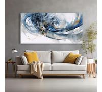 IHHGNB Impression sur toile moderne abstraite bleue, décoration murale, pour salon, chambre à coucher, bureau, maison, 40 x 80 cm (16 x 31 pouces), sans cadre