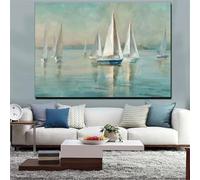 IHHGNB Impression sur toile moderne avec paysage marin, tableau nordique pour salon, bateau, mer, 60 x 80 cm (24 x 31 pouces), sans cadre