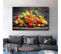 IHHGNB Impression sur toile moderne pour décoration de cuisine, panier de fruits et légumes, affiches, tableau pour salon, 40 x 50 cm (16 x 20 pouces), sans cadre