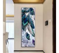 IHHGNB Impression sur toile représentant des plumes de paon, tableau mural, décoration d'intérieur, 20 x 60 cm, sans cadre