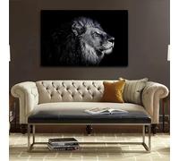 IHHGNB Impression sur toile représentant un lion africain, majestueux tableau noir et blanc, pour salon, bureau, décoration d'intérieur, 60 x 80 cm (24 x 31 pouces), sans cadre
