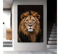 IHHGNB Impression sur toile représentant un lion majestueux, sans cadre, grande taille, pour salon, chambre à coucher, salle à manger, bureau (60 x 80 cm, sans cadre)