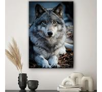 IHHGNB Impression sur toile représentant un loup majestueux en noir et blanc - Décoration murale moderne pour salon, bureau ou couloir (30 x 60 cm (12 x 24 po) / Sans cadre)