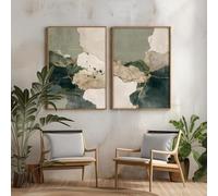 IHHGNB Lot de 2 tableaux abstraits verts sans cadre, impressions modernes sur toile, décoration pour salon et chambre (42 x 60 cm x 2 / sans cadre)