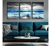 IHHGNB Lot de 3 affiches murales sur toile de style minimaliste moderne représentant des vagues océaniques, idéales pour la décoration de la chambre ou du salon (70 x 90 cm x 3 / Sans cadre)