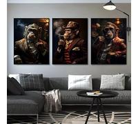 IHHGNB Lot de 3 tableaux sur toile sans cadre, représentant des singes amusants et modernes, parfaits pour la décoration du salon (50 x 70 cm x 3 / Sans cadre)